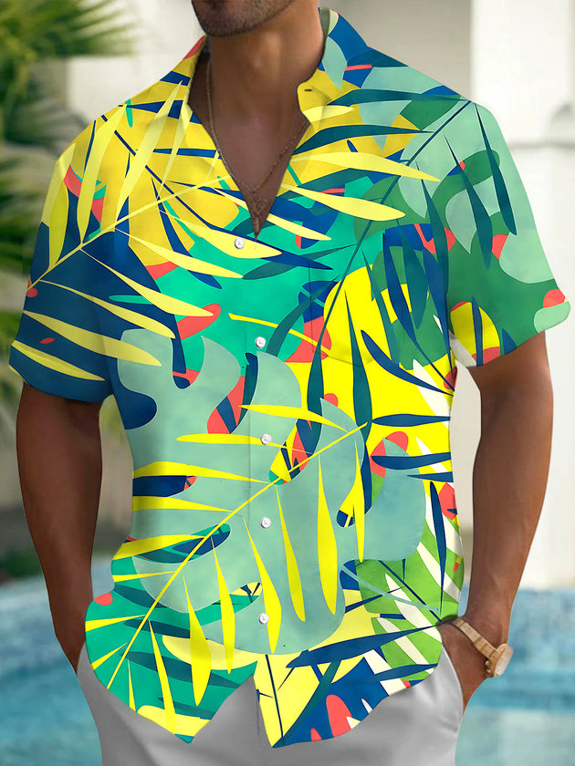 Hawaiian Leaf Men's Pocket Short Sleeve Shirts