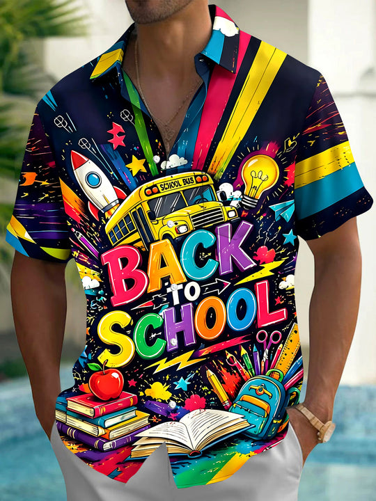 Back To School Men's Pocket Short Sleeve Shirts