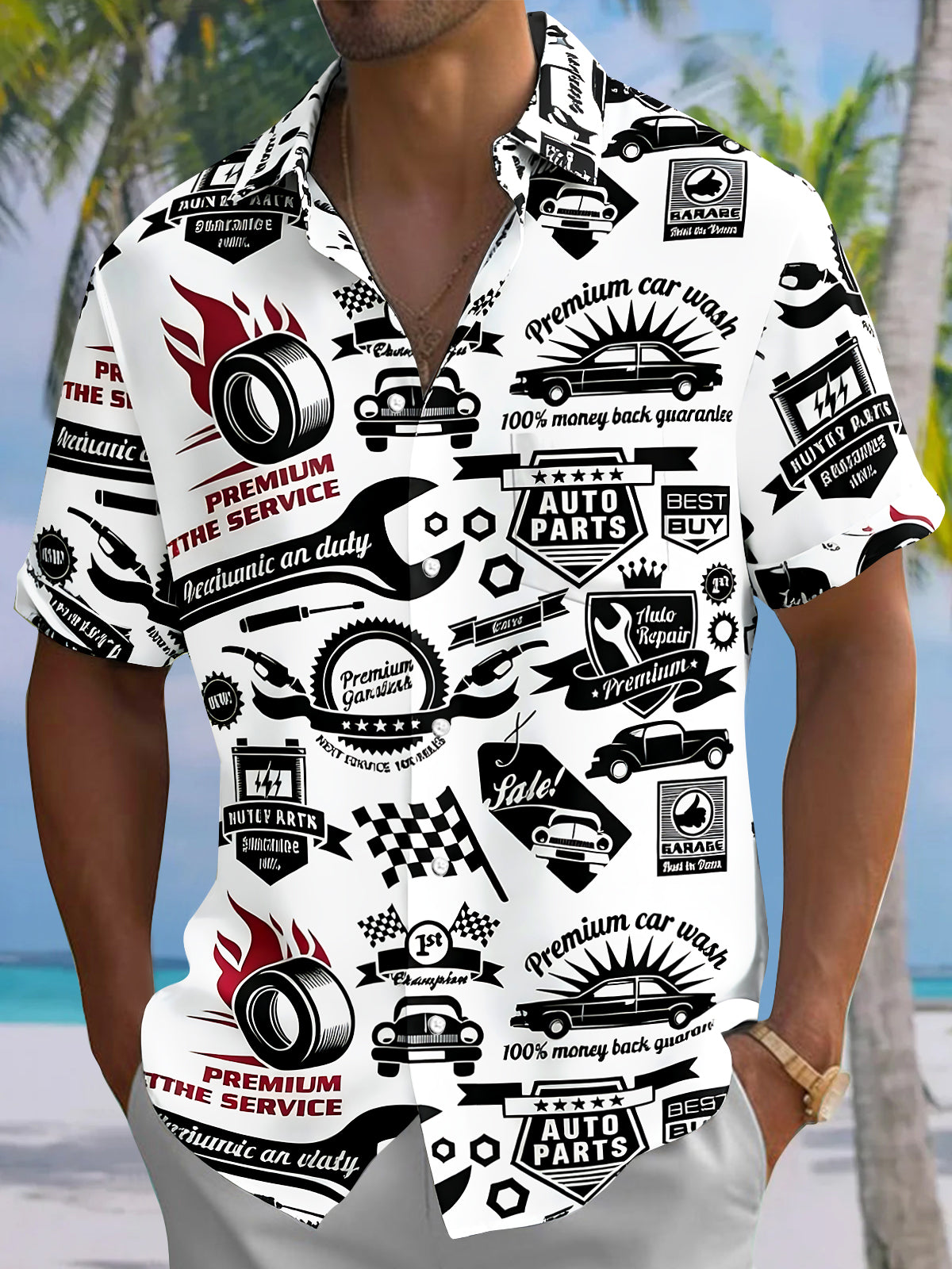 Automobile Parts Men's Pocket Short Sleeve Shirts
