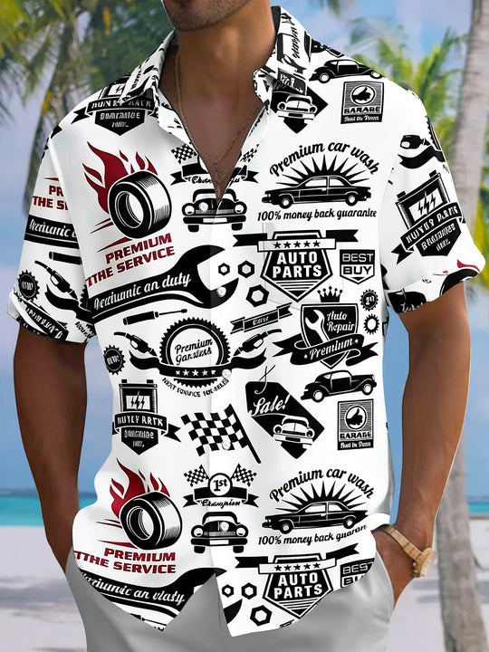 Automobile Parts Men's Pocket Short Sleeve Shirts