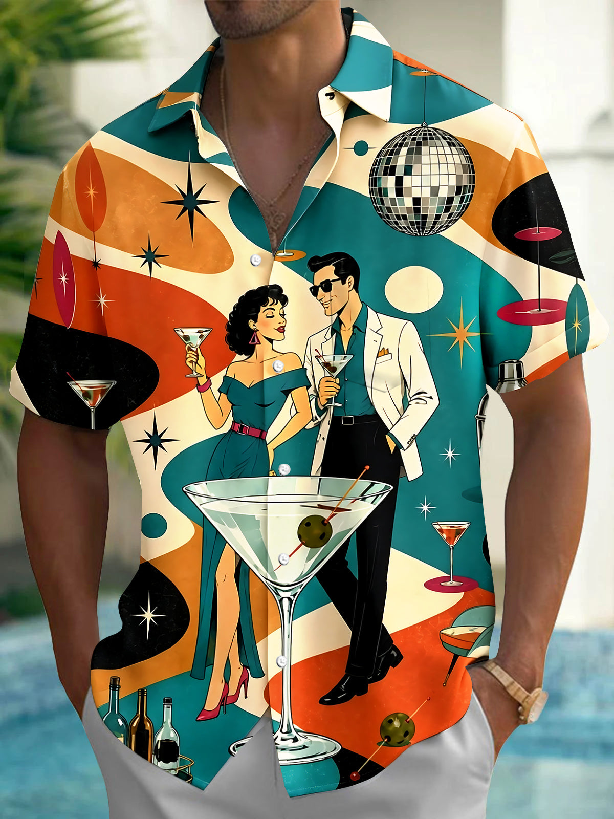 Vintage Wine Party Men's Pocket Short Sleeve Shirts