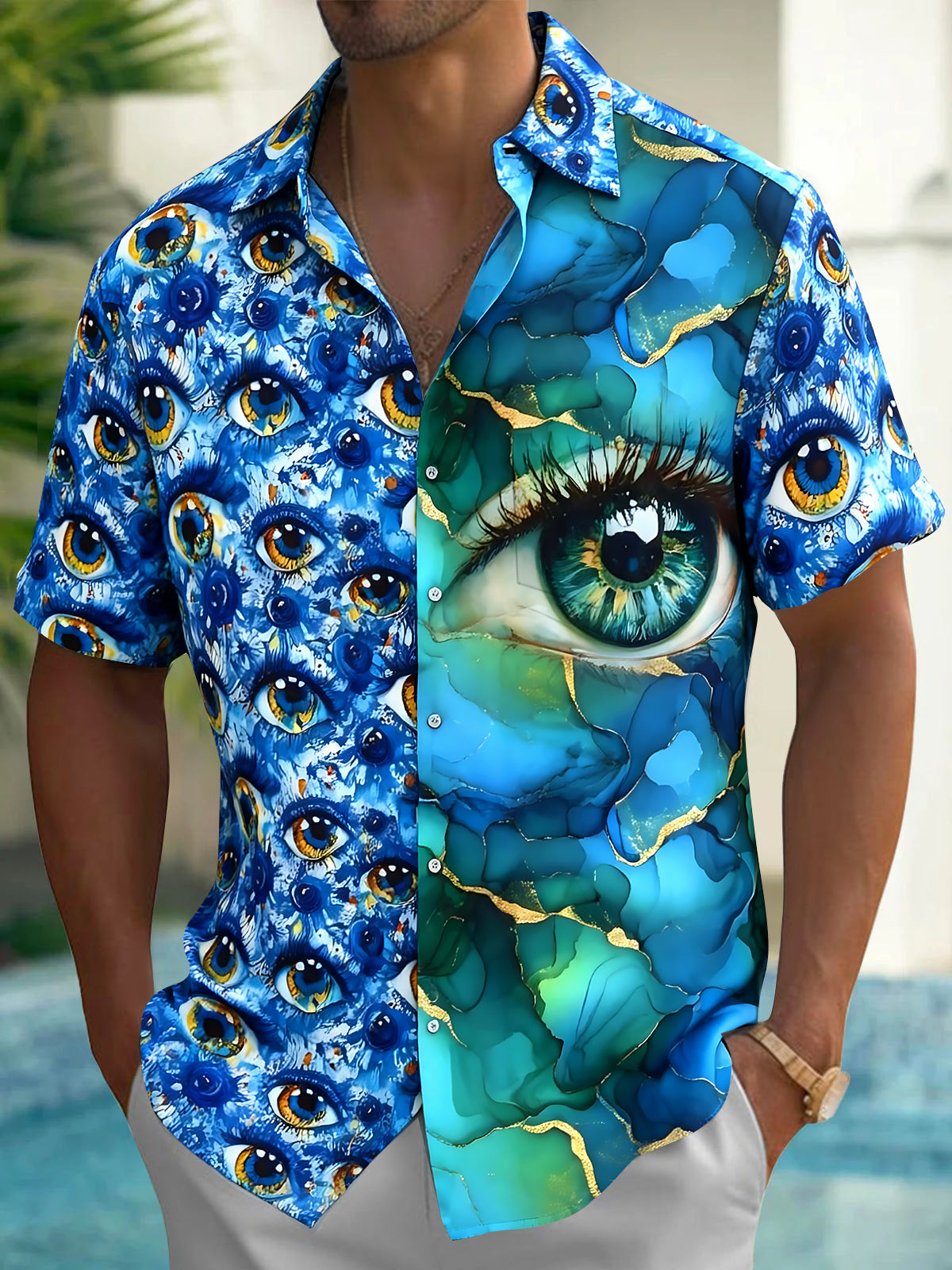 Eyes Men's Pocket Short Sleeve Shirts