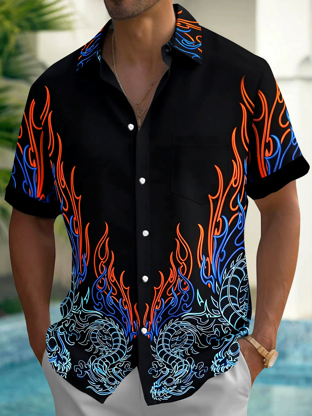 Dragon Men's Pocket Short Sleeve Shirts