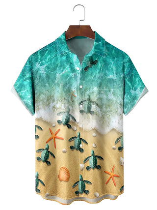 Hawaiian Sea Turtle Men's Pocket Short Sleeve Shirts