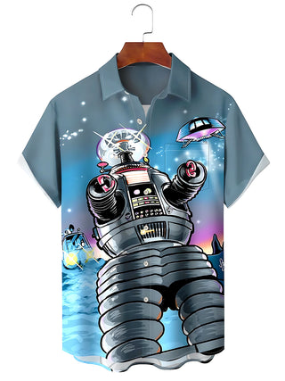 Robot Men's Pocket Short Sleeve Shirts