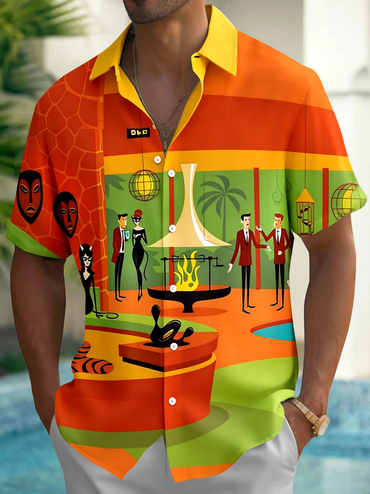 Vintage Party Men's Pocket Short Sleeve Shirts