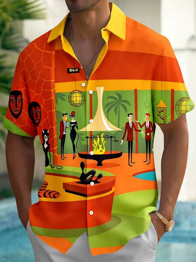 Vintage Party Men's Pocket Short Sleeve Shirts