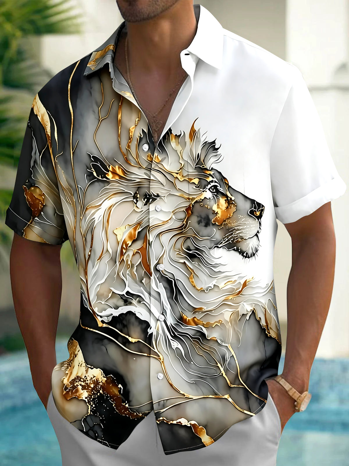 Lion Men's Pocket Short Sleeve Shirts