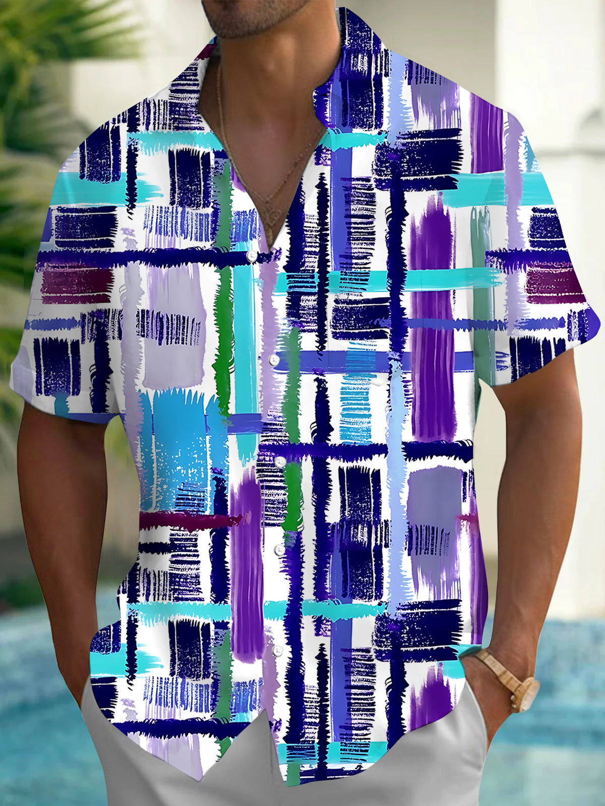 Geometry Men's Pocket Short Sleeve Shirts