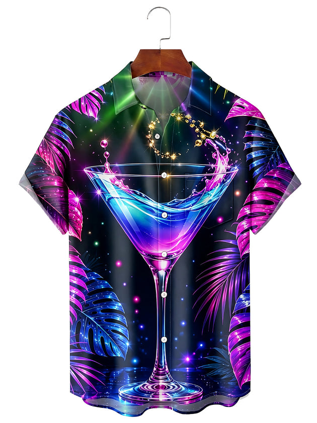 Hawaiian Cocktail Men's Pocket Short Sleeve Shirts