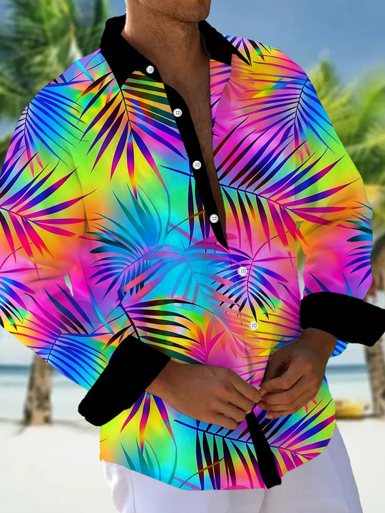 Hawaiian Leaf Men's Pocket Long Sleeve Shirts