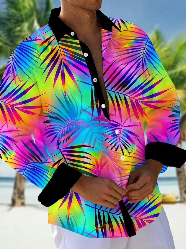 Hawaiian Leaf Men's Pocket Long Sleeve Shirts