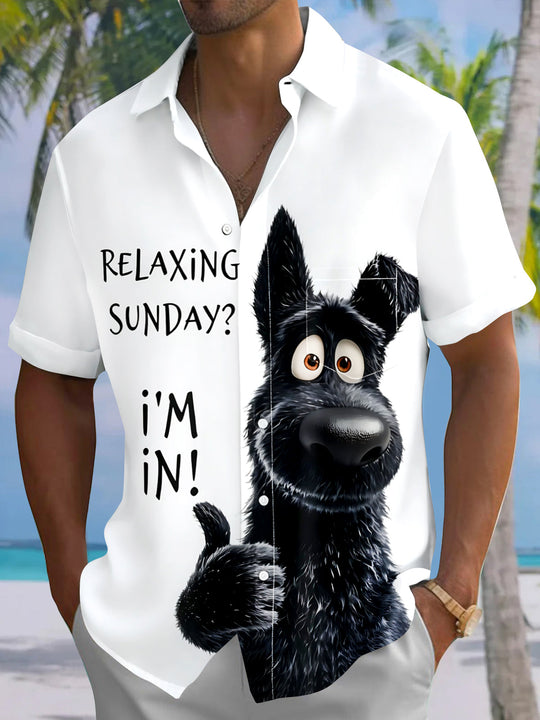 Funny Dog Men's Pocket Short Sleeve Shirts