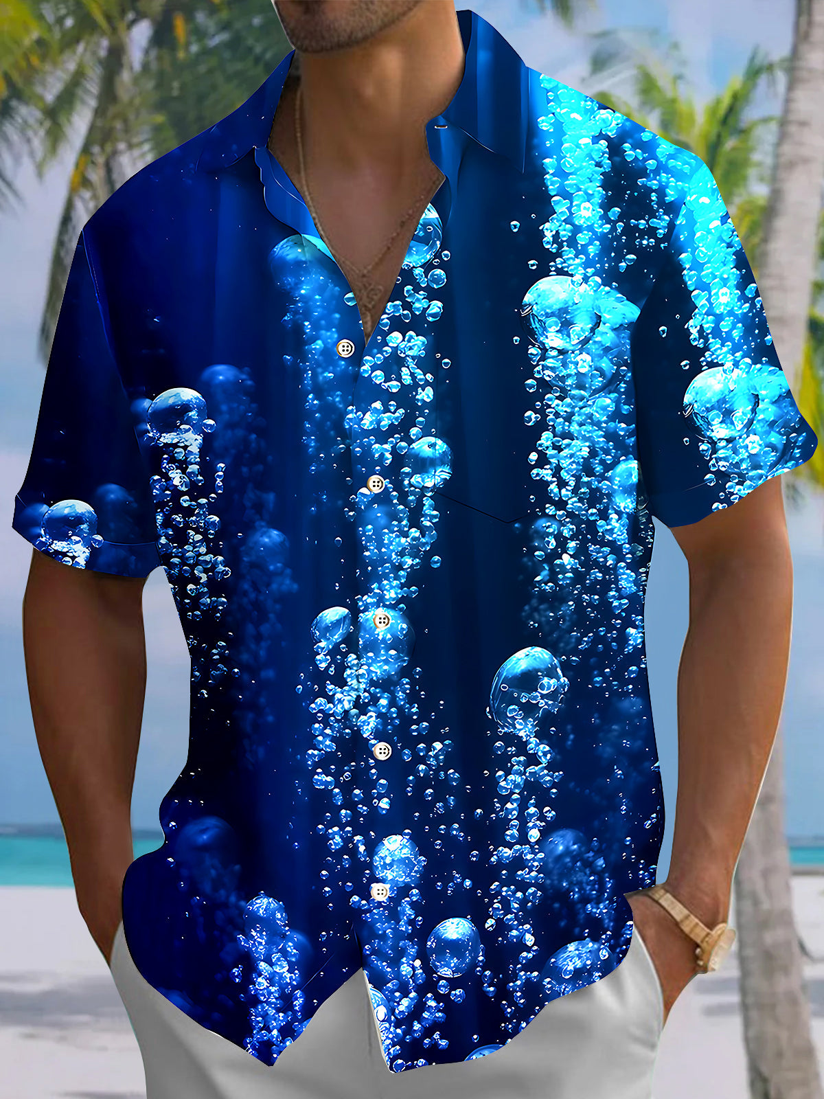 Hawaiian Jellyfish Men's Pocket Short Sleeve Shirts