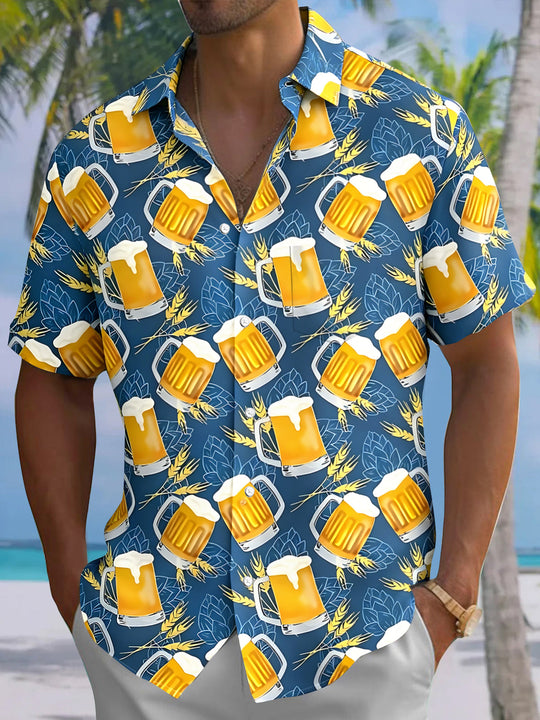 Hawaiian Beer Men's Pocket Short Sleeve Shirts