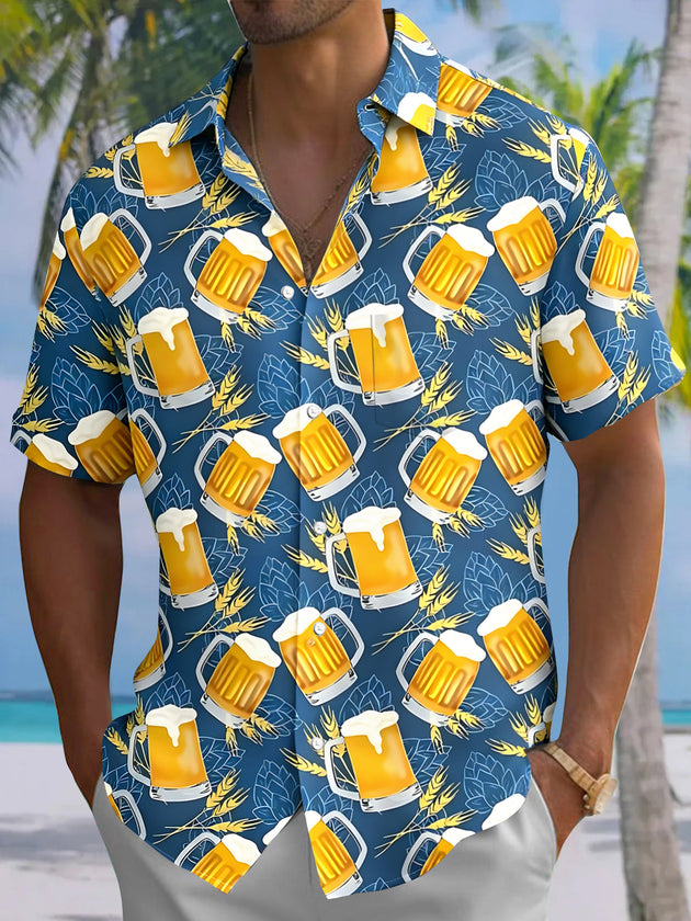 Hawaiian Beer Men's Pocket Short Sleeve Shirts