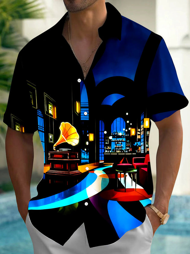 Music Bar Men's Pocket Short Sleeve Shirts
