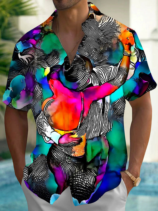 Art Dancing Men's Pocket Short Sleeve Shirts