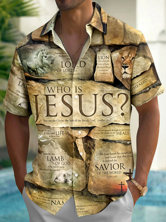 Vintage Jesus Men's Pocket Short Sleeve Shirts