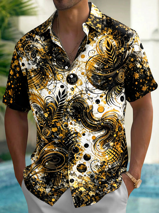 Vintage Abstract Men's Pocket Short Sleeve Shirts