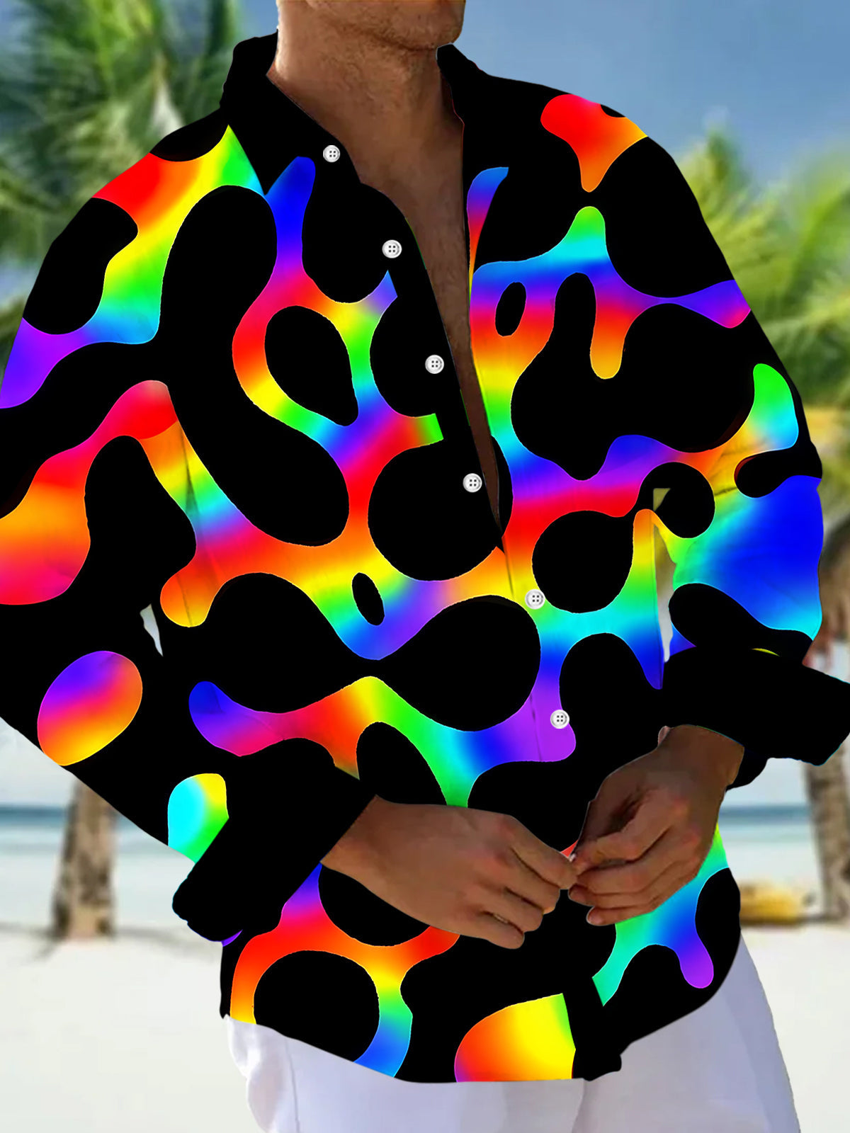 Colorful Men's Pocket Long Sleeve Shirts