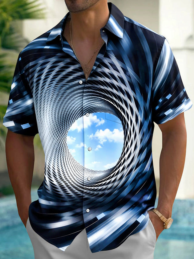 Abstract Optical Vortex Sky Men's Pocket Short Sleeve Shirts