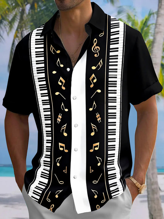 Piano Men's Pocket Short Sleeve Shirts