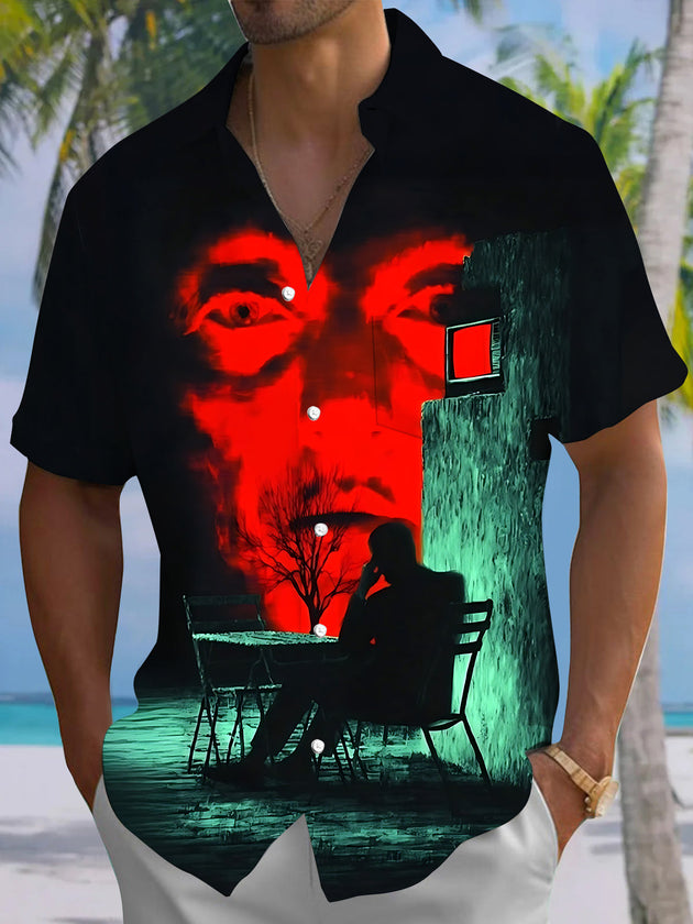 Halloween Men's Pocket Short Sleeve Shirts