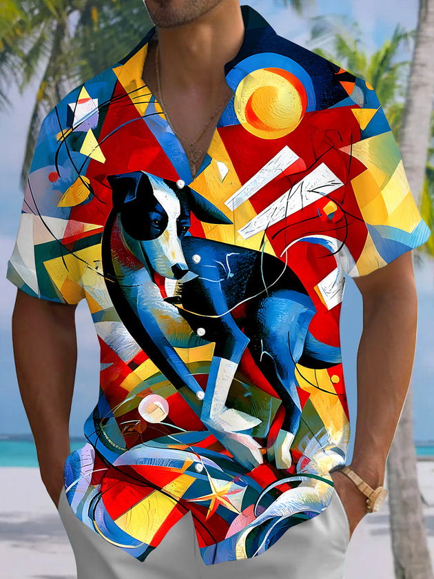 Vintage Dog Men's Pocket Short Sleeve Shirts