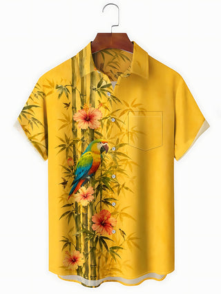 Hawaiian Parrot Men's Pocket Short Sleeve Shirts
