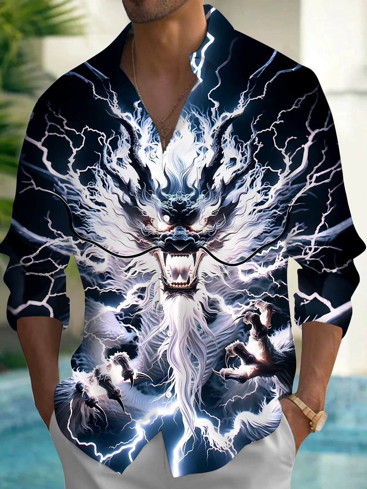 Dragon Men's Pocket Long Sleeve Shirts