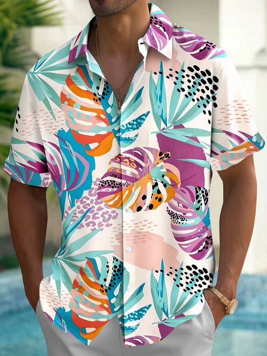 Hawaiian Leaf Men's Pocket Short Sleeve Shirts