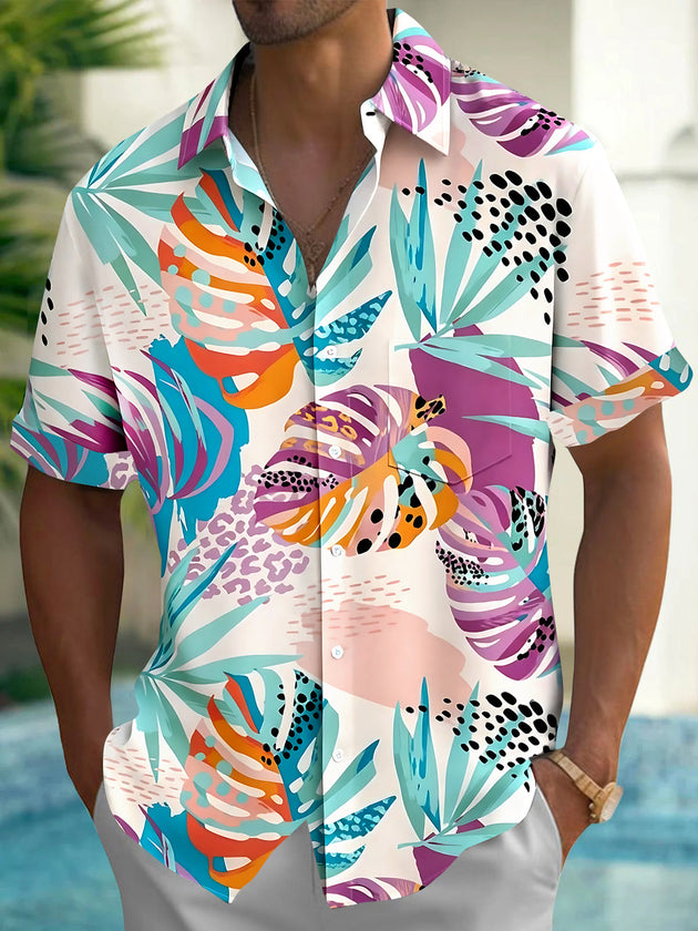 Hawaiian Leaf Men's Pocket Short Sleeve Shirts