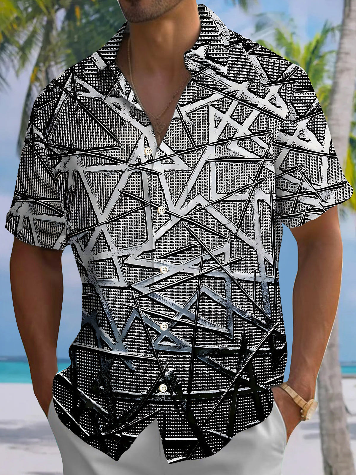 Geometry Men's Pocket Short Sleeve Shirts