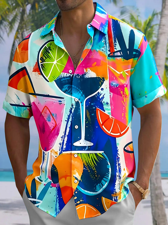 Hawaiian Cocktail Men's Pocket Short Sleeve Shirts