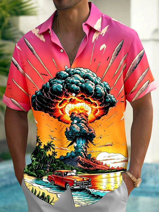 Hawaiian Volcanic Men's Pocket Short Sleeve Shirts