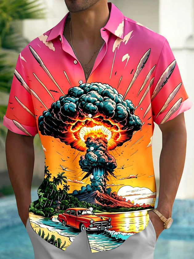 Hawaiian Volcanic Men's Pocket Short Sleeve Shirts