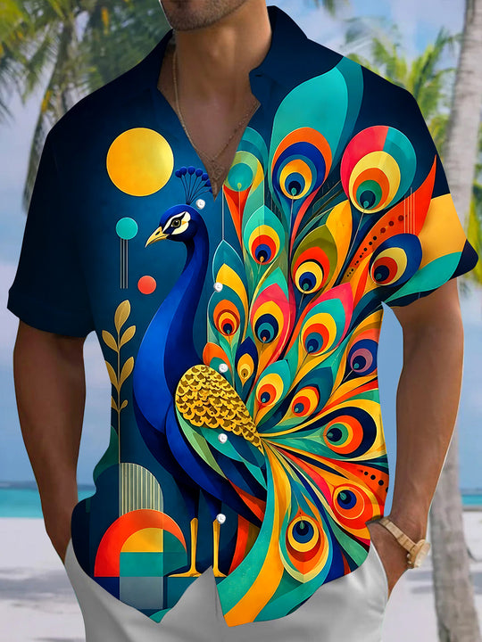 Peacock Men's Pocket Short Sleeve Shirts