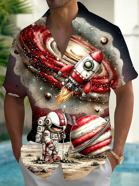 Astronauts Land On The Moon Men's Pocket Short Sleeve Shirts