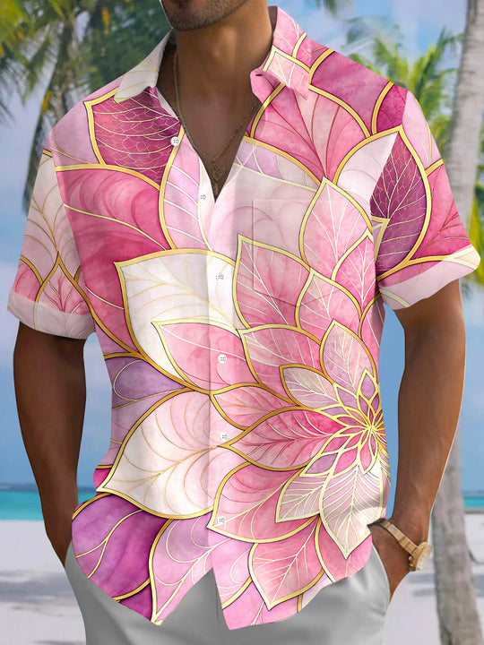 Floral Men's Pocket Short Sleeve Shirts