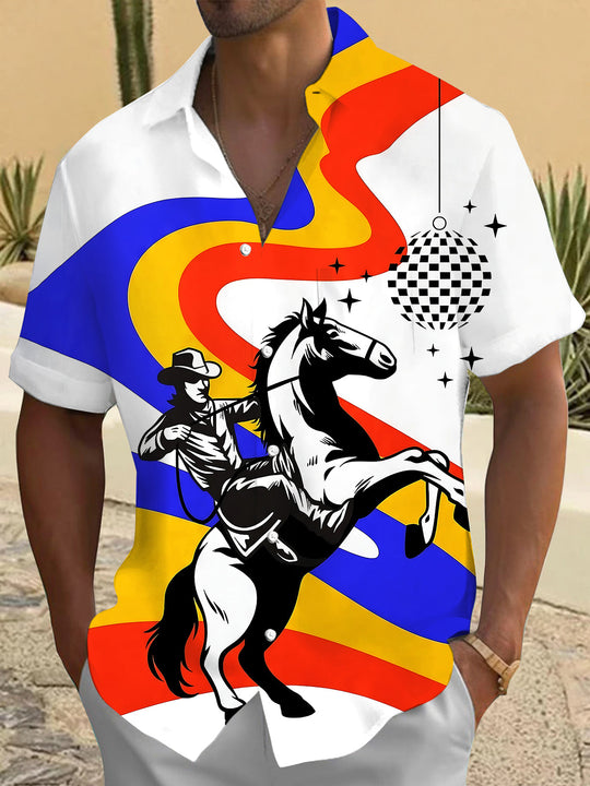 Western Cowboy Men's Pocket Short Sleeve Shirts
