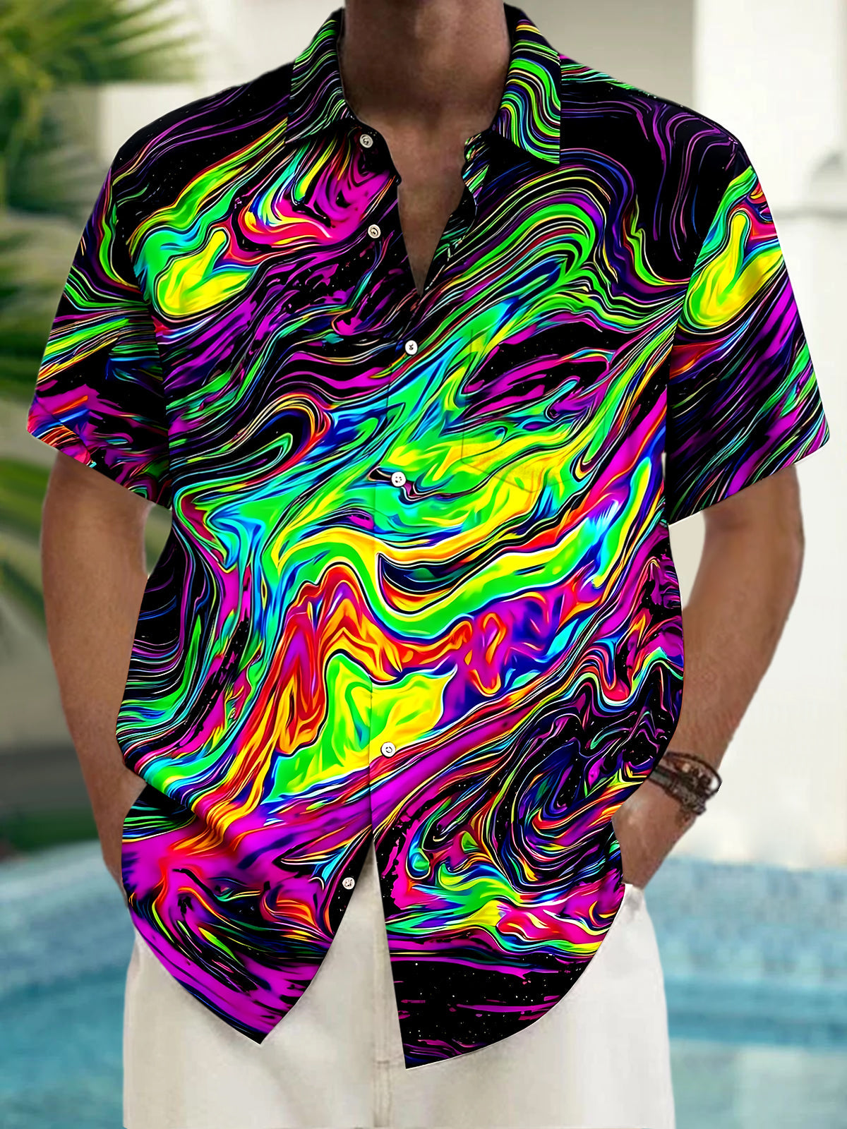Abstract Men's Pocket Short Sleeve Shirts