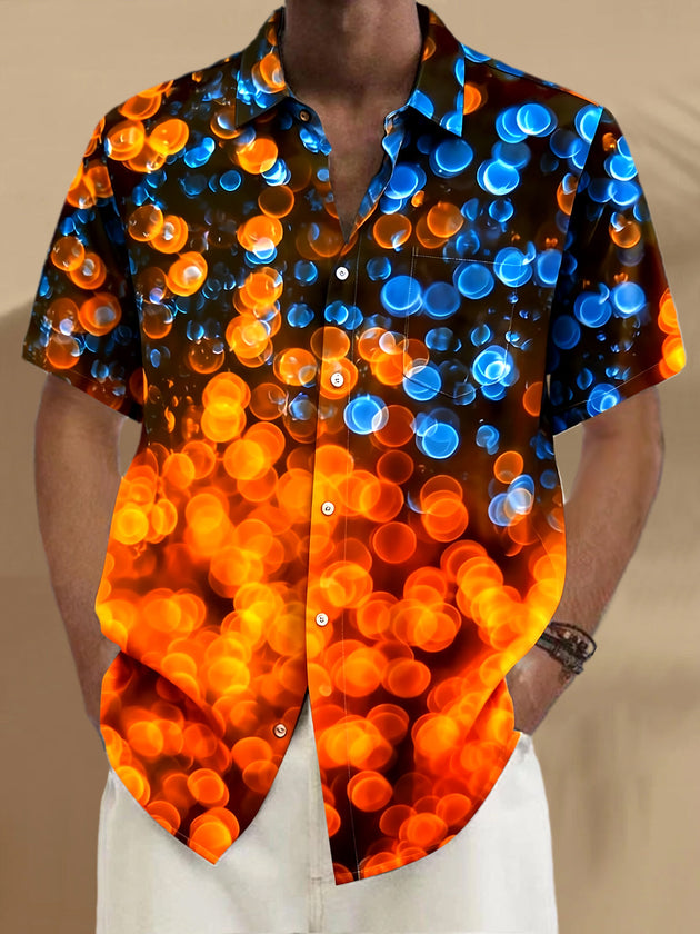 Vintage Geometry Men's Pocket Short Sleeve Shirts