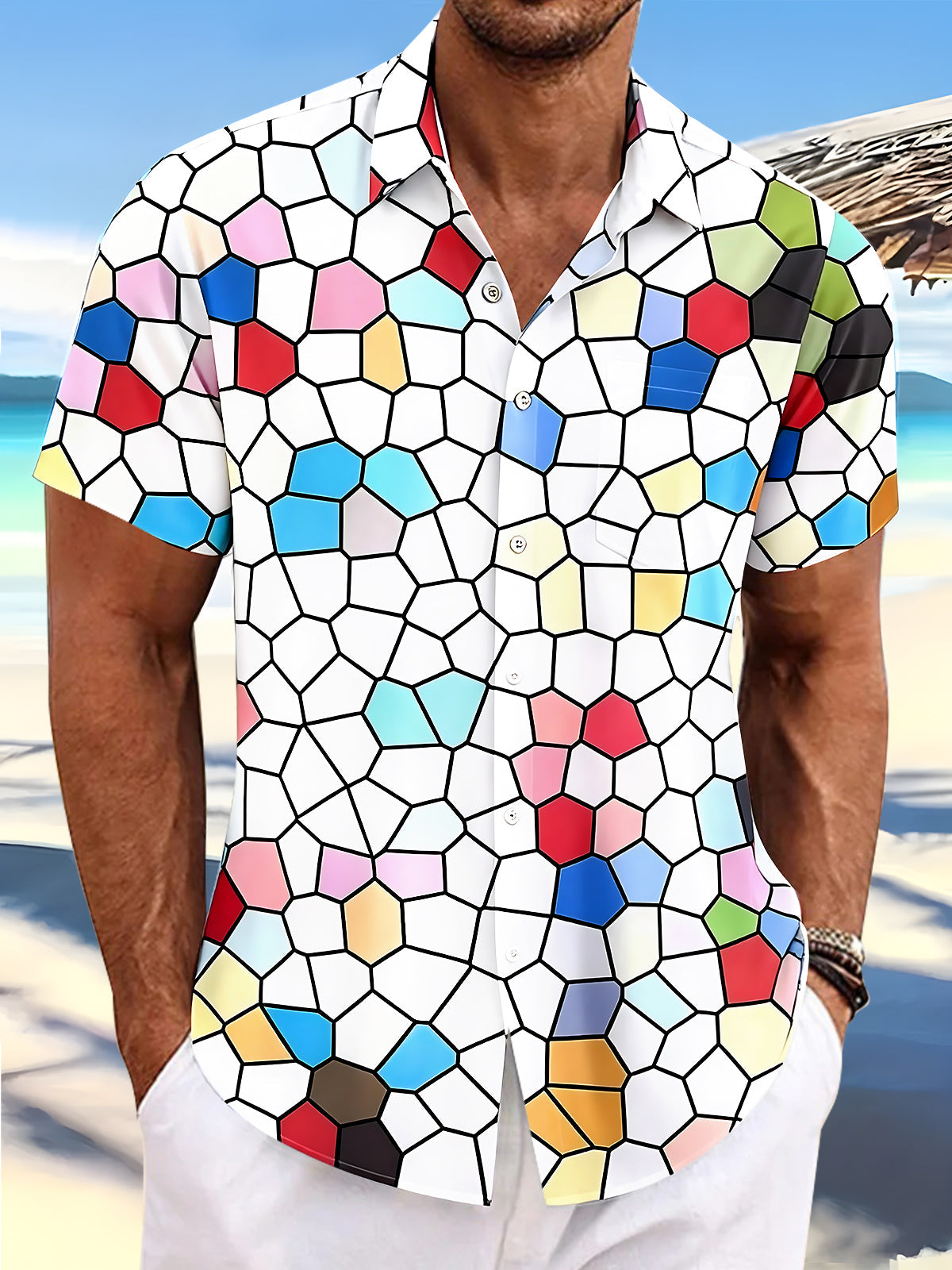 Geometry Men's Pocket Short Sleeve Shirts