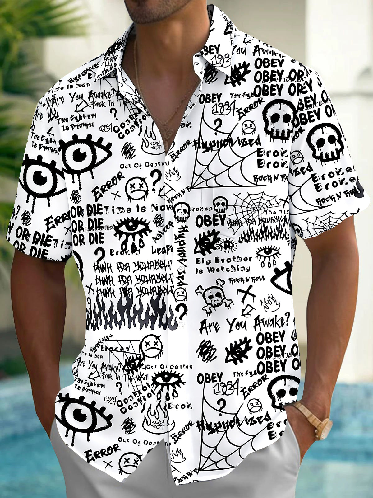 Halloween Men's Pocket Short Sleeve Shirts