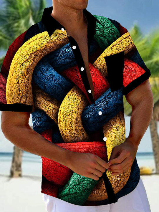 Colorful Rope Men's Pocket Short Sleeve Shirts
