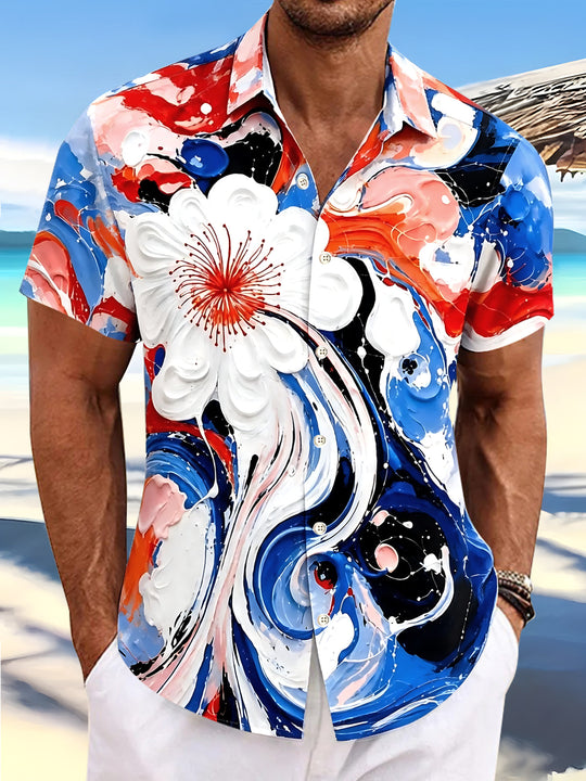 Floral Men's Pocket Short Sleeve Shirts