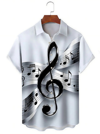 Musical Note Men's Pocket Short Sleeve Shirts