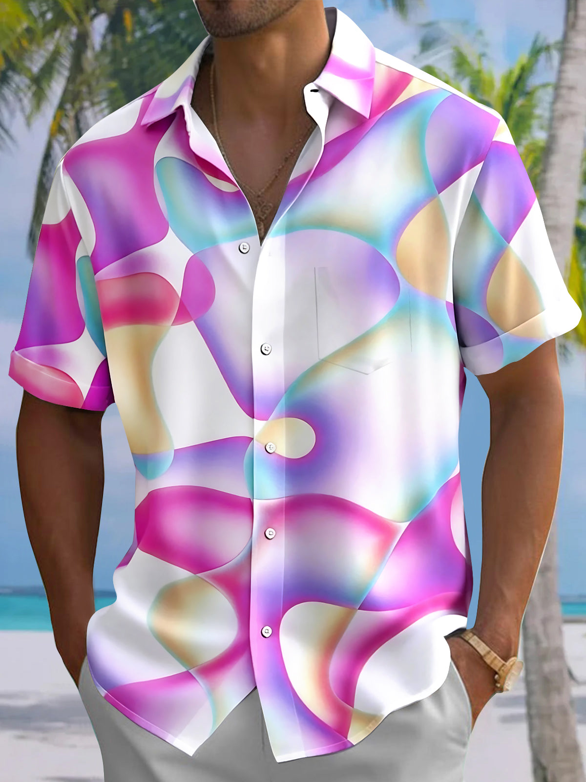 Abstract Men's Pocket Short Sleeve Shirts