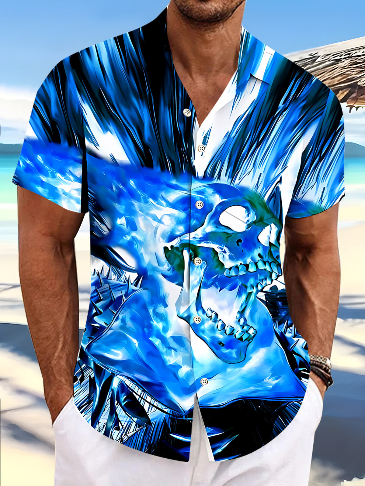 Skull Men's Pocket Short Sleeve Shirts